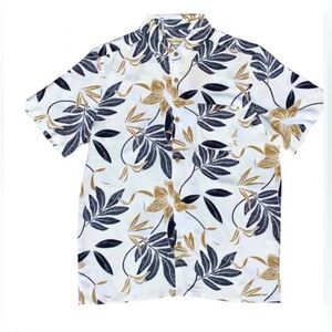 Molokai / Lanikai Vintage 100% Rayon Shirt -White and Navy palms Hawaiian shirt